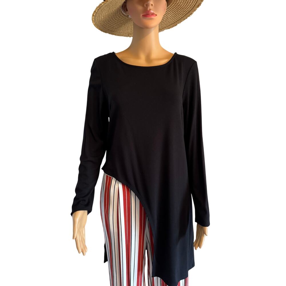 Vince Camuto Designer High Low Cutout Tunic in Jet Black, Size M